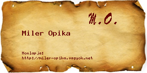 Miler Opika névjegykártya